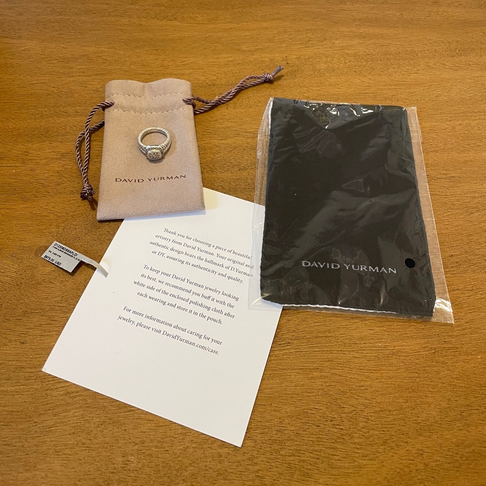 David Yurman Petite Albion Ring with Diamonds Sz 6